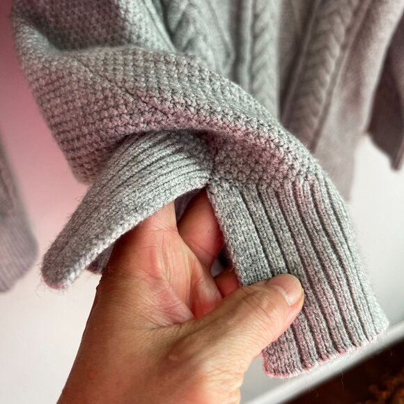 Philosophy Womens Plus Sz 1X Cable Knit Crewneck Sweater Light Mist Grey Heather - Picture 5 of 11